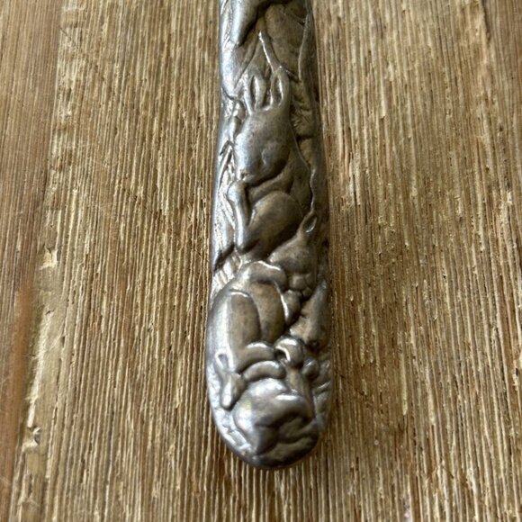Vintage Arthur Court 1990 Rabbit Bunny Salad Serving Set Fork Spoon 11" Aluminum - Picture 3 of 5